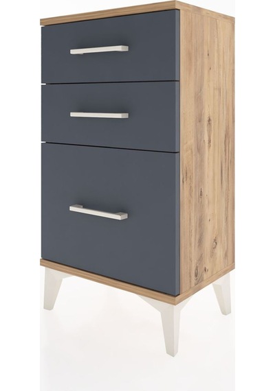 Arges Komodin 3 Çekmeceli 44x30x80 Çam-antrasit Atlas Çam