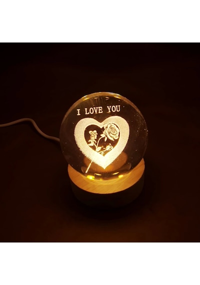 I Love You Işıklı Cam Küre Çok Renkli