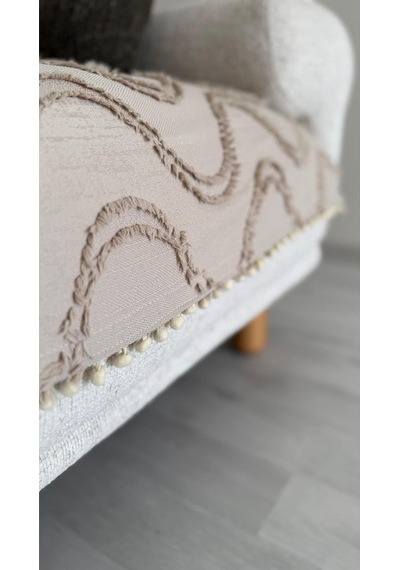 Diletto Bohem Ponponlu Dalgalı Oturma Yerini Kapatan Koltuk Örtüsü Vizon 90 X 200 Vizon
