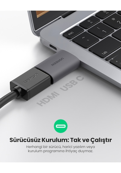 Ugreen Usb-c To Hdmı 4k 60hz Adaptör, Thunderbolt 3 Uyumlu, 70450
