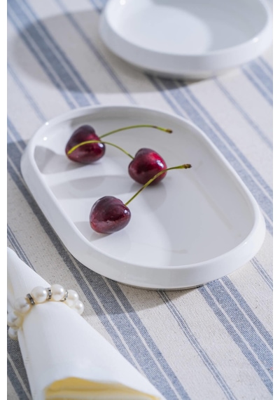 Acar Jea-07402 Rumi 3 Adet Porselen Oval Kayık Sunum Tabak 20 Cm Beyaz