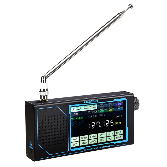 Hamgeek Ats25 Ultra Sdr Radyo Alıcısı Fm Sw Ssb Mw Lw Aır Band, Bluetooth Wifi, 4 İnç Dokunmatik Ekran