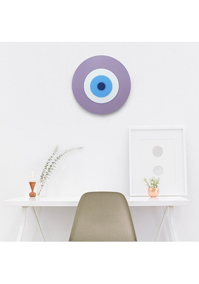 Minimalist Ametist Nazar Boncuğu El Yapımı Ahşap Büyük Nazarlık 3