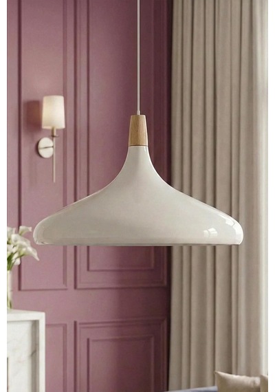 Nova Ahşap Sarkıt Avize, Bohem Tavan Lambası Ve Salon Oturma Odası Aydınlatması - Krem - 35 Cm Modern Dekoratif Avize, Tavan Aydınlatması Diğer