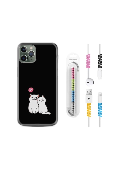 Apple Uyumlu iPhone 13 Pro Kılıf Kablo Koruyuculu Love Cats 1690