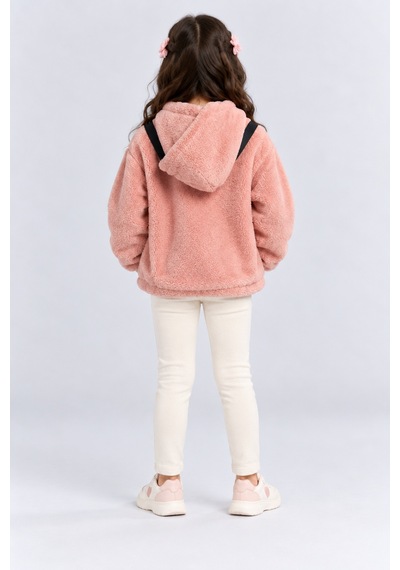 Ahengim Kız Çocuk Peluş Kapüşonlu Sweatshirt Pretty Nakışlı Oyuncak Aksesuarlı Çantalı Kışlık Üst Ak4130 Pembe