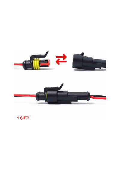 2 Pin Kablolu Su Geçirmez Konnektör Çift Ip65 200mm Kilitli Erkek Dişi Kolay Bağlantı Soketi