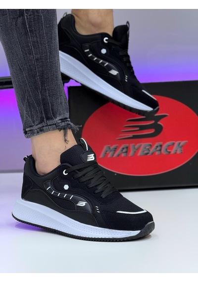 Mayback Erkek Spor Günlük Yazlık Ortopedik Ayakkabı Siyah Beyaz