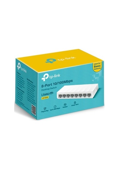 8 Port 10-100 Mbps Switch, Plastik Kasa İle Dayanıklı Tasarım