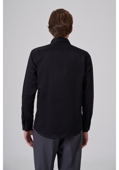 Morven Erkek Siyah Polyester Trend Slim Fit Tam İtalyan Yaka Gömlek 26mc004044001 Siyah