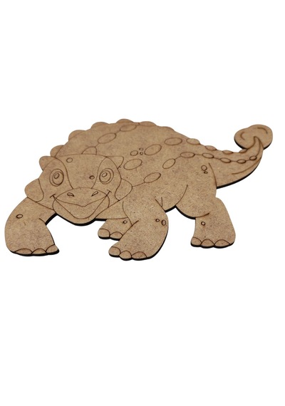 Ahşap Boyanabilir Dinozor Figürü Ankylosaurus 18x12 Cm - 3mm Mdf Eğitici Boyama Seti 10 Adet