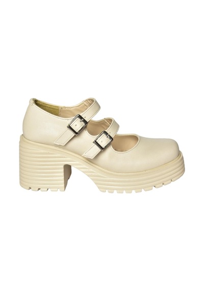 Fox Shoes R996055009 Bej Kalın Topuklu Kadın Ayakkabı Bej