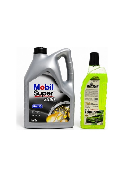 Mobil Süper 2000 XE Acea C3 5W-30 DPF Motor Yağı 5 L + Oto Şampuan 1000 ML