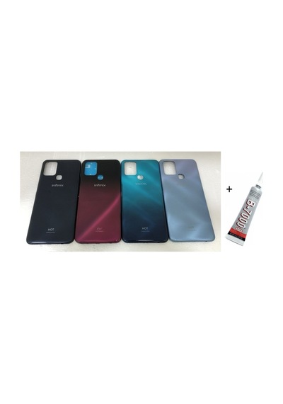 Mmb-trade Infinix Hot 10 Uyumlu Arka Batarya Pil Kapağı Kırmızı B7000 15 Ml Yapıştırıcı Mmbz