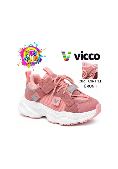 Vicco Ceni Süs Bağcıklı Cırt Cırtlı Ortopedik Çocuk Spor Ayakkabı Pudra