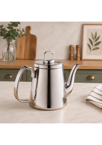 Moka Paslanmaz Çelik Demlik 1500 Ml Bitki Çayları İçin İdeal Ürün Gri