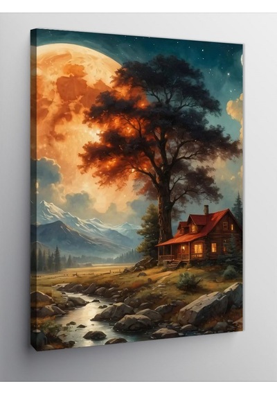 Kanvas Tablo Manzaralı Ev 100cmx140cm