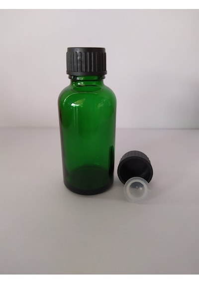 20Ml Cam Yeşil Şişe Düz Kapak Kör Tıpalı (10 Adet)