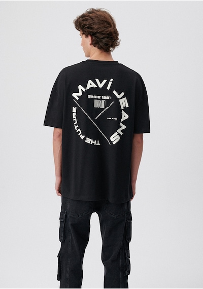 Mavi - Mavi Jeans Baskılı Siyah Tişört 0611719-900 Siyah