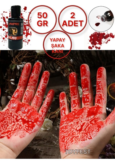 Parti & Tiyatro Kanı - Halloween Cadılar Bayramı 50 Gr. Yapay Vampir Dracula Yapay Kan Boya - 2 Adet