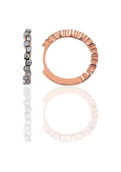 Gümüş Rose Rengi 17 Mm Sıra Taşlı Halka Küpe