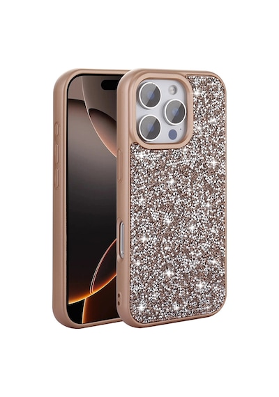 Zore Apple iPhone Uyumlu 16 Pro Max Kılıf Parlak Taşlı Tasarım Omsy Pırlanta Kapak - Siyah