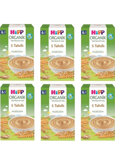 Hipp Organik 5 Tahıllı Tahıl Bazlı 6+ Ay Kaşık Maması 6 x 200 G