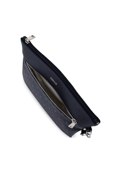 Tamer Tanca Kadın Suni Deri Lacivert Desen Clutch Çanta 743 2337 Bn Cnt Sk25-26 Lacı Gfrj Laci