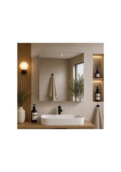 Aras Lavabo Üstü Aynalı Banyo Dolabı 42 Cm Tek Kapaklı 3 Raflı Beyaz Beyaz