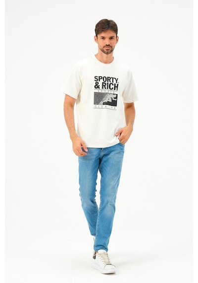 Rich Erkek Oversize Pamuk Tişört T-shirt Beyaz