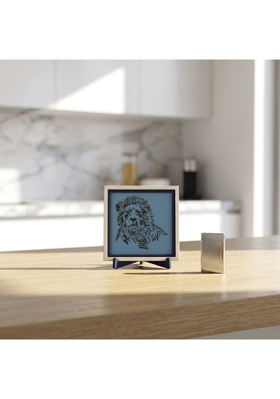 Minimalist Aslan Temalı Dekoratif Obje, Yaşam Alanlarına Karakter Katan Estetik Tasarım 10x10 Cm
