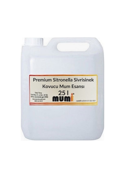 Premium Sitronella Sivrisinek Kovucu Mum Esansı 25 Litre Şeffaf