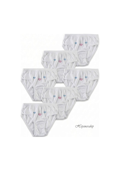 Hepsine Rakip Tutku Kız Çocuk İnce Bel İşlemeli Bato Külot 6'lı Paket %100 Pamuk Tkc0821 Beyaz