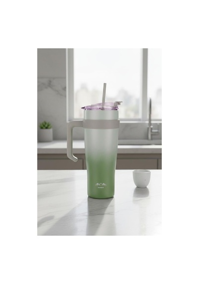 Bambum Horizon - Pipetli Termos Bardak Yeşil 1000ml Yeşil