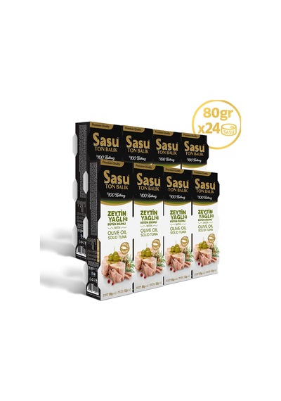 Sasu Zeytinyağlı Ton Balığı Bütün Dilim 24 x 80 G