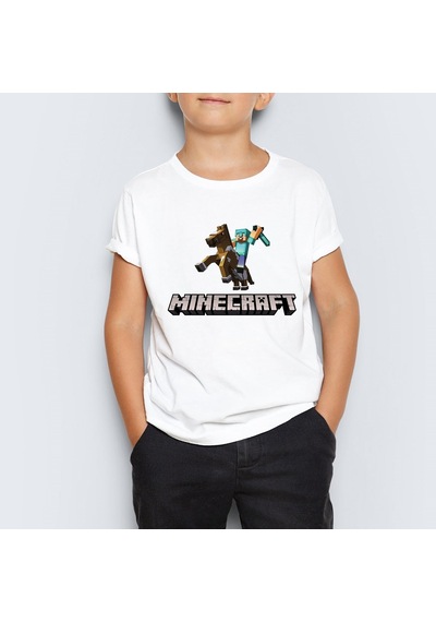 Minecraft Baskılı Unisex Çocuk Tişört T-Shirt Mr-08 Çok Renkli