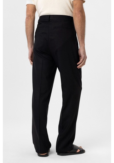 Antioch Keten Karışımlı Erkek Baggy Pantolon Siyah