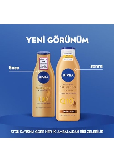 Nıvea Q10 Sıkılaştırıcı Ve Bronzlaştırıcı Vücut Losyonu 250ml, Kademeli Doğal Bronzluk, 7 Günde Sıkı Cilt, Açık Ve Buğday Tenli Ciltler