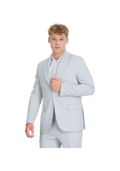 Hatemoğlu Mavi Slim Fit Sivri Yaka Keten Takım Elbise 33715 Mavi