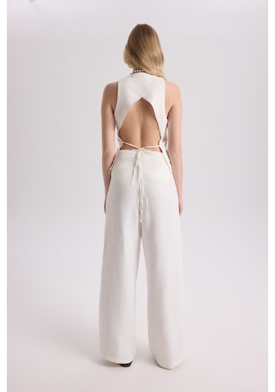 Mai Collection Mai Studios Co. Nagmetah Sırt Pencereli Ekru Yelek Pantolon Takım Ekru
