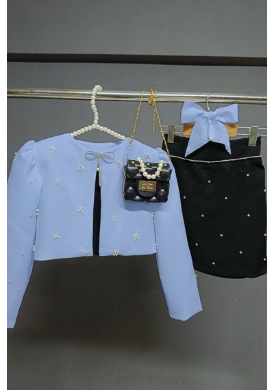 Riccotarz Kız Çocuk Üzeri Taş İşlemeli Etek Askılı Penye Bluz Ve Mavi Blazer Ceket Etekli Takım 001 Riccotarz Kız Çocuk Üzeri Taş İşlemeli Etek Askılı Penye Bluz Ve Mavi Blazer Ceket Etekli Takım 001