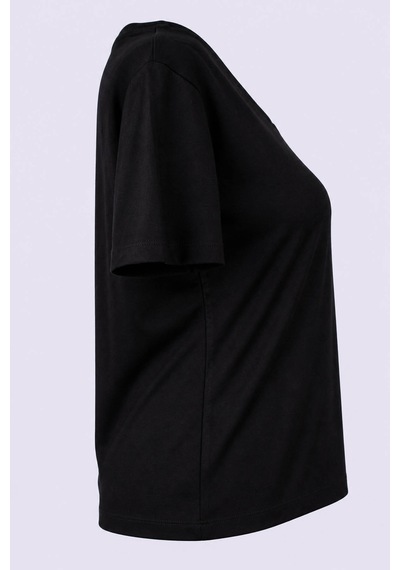 Trender V Yaka Siyah Kadın T-shirt 1066