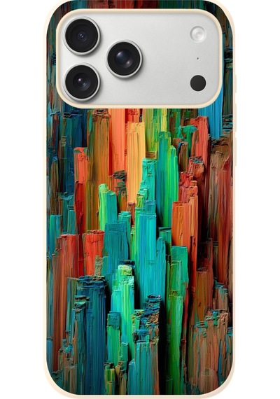 İphone 17 Pro Max Uyumlu Dikey Renkler Baskılı Silikon Kılıf