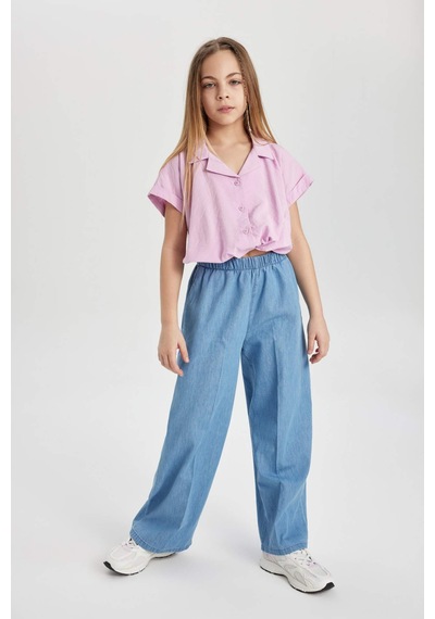 DeFacto Kız Çocuk Cropped Fit Kısa Kollu Gömlek B5063A824SMPN444