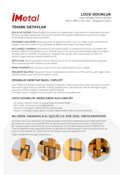 Lock Odunluk Hazır Ahşap Odunluk Seti950x990x412mm Ahşaplar Dahil