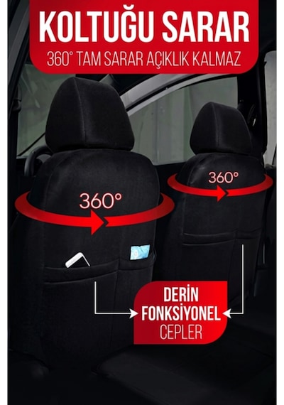Universal Oto Koltuk Kılıfı Gofraj Siyah - Kırmızı