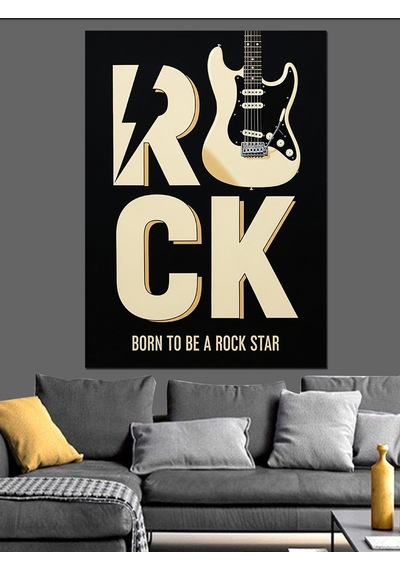 "rock" Minimalist Poster Dekoratif Kanvas - Mdf Ahşap Tablo