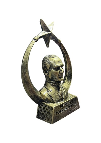 Atatürk Ayyıldız Biblo Heykel Sarı Eskitme