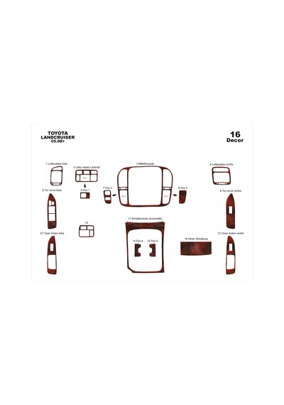 Toyota Land Cruiser Torpido Kaplama 1998-2003 16 Parça Maun