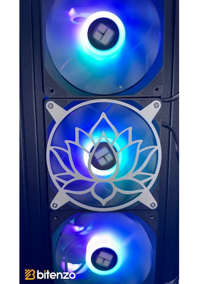 Lotus Çiçeği Desenli V2 120x120 Mm Pc Fan Kapağı - Masaüstü Bilgisayar Fan Kapağı Beyaz
